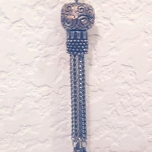 Long Silver Pendant Necklace